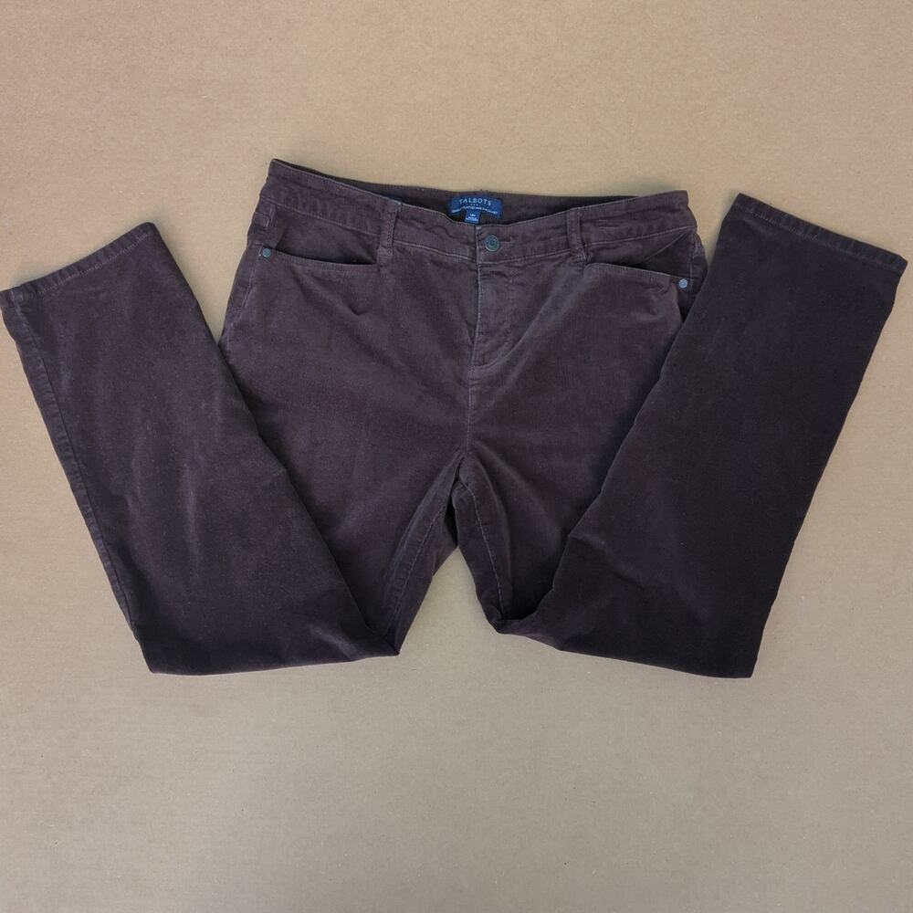 Talbots 14P Brown Corduroy Pants Women’s Petite Straight Leg Stretch 5 Pocket